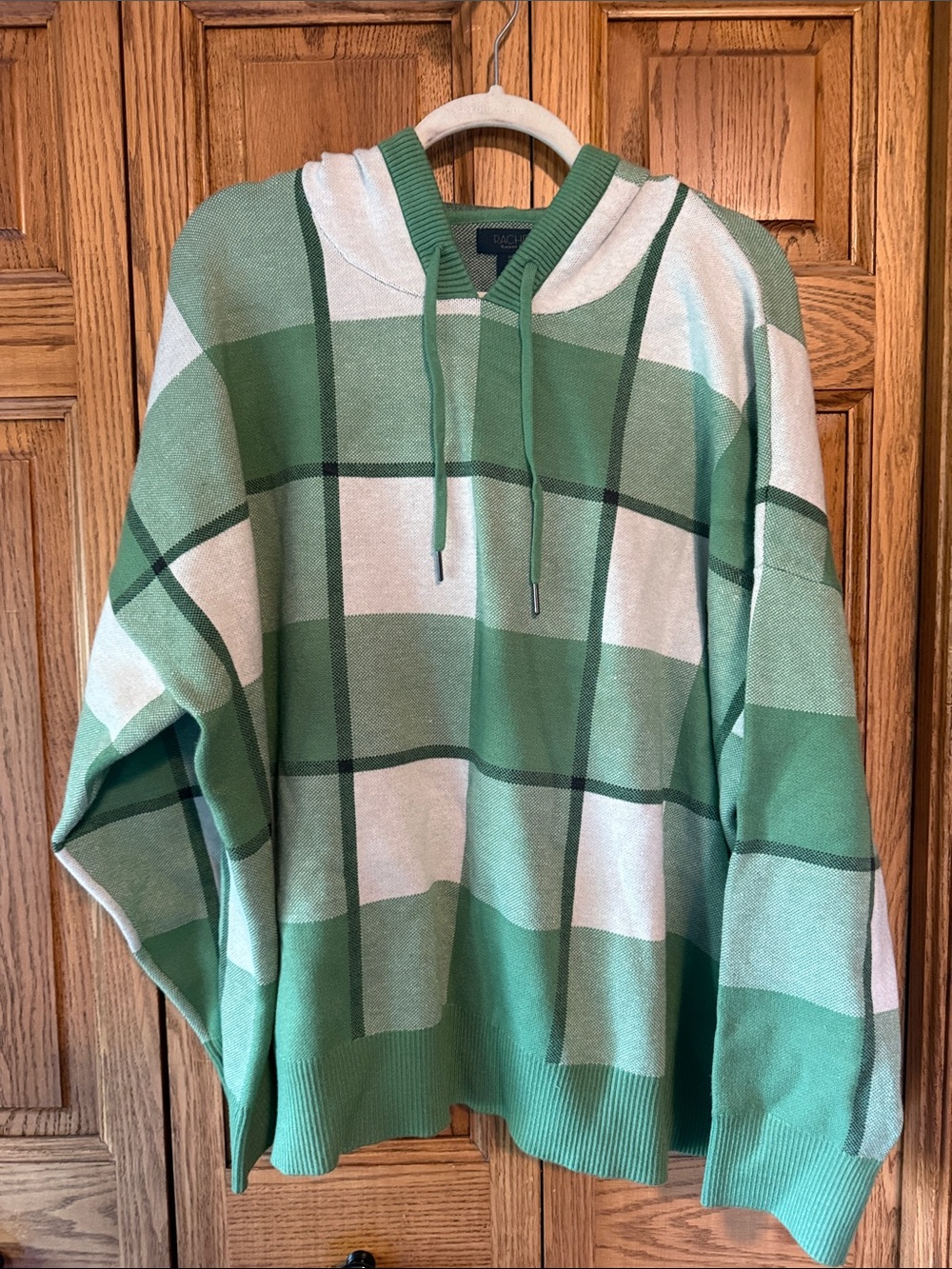 Women’s plus  Green Plaid Hooded Knit Shirt